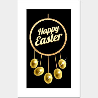 Dreamcatcher Wreath Decoration Golden Eggs For Easter Posters and Art